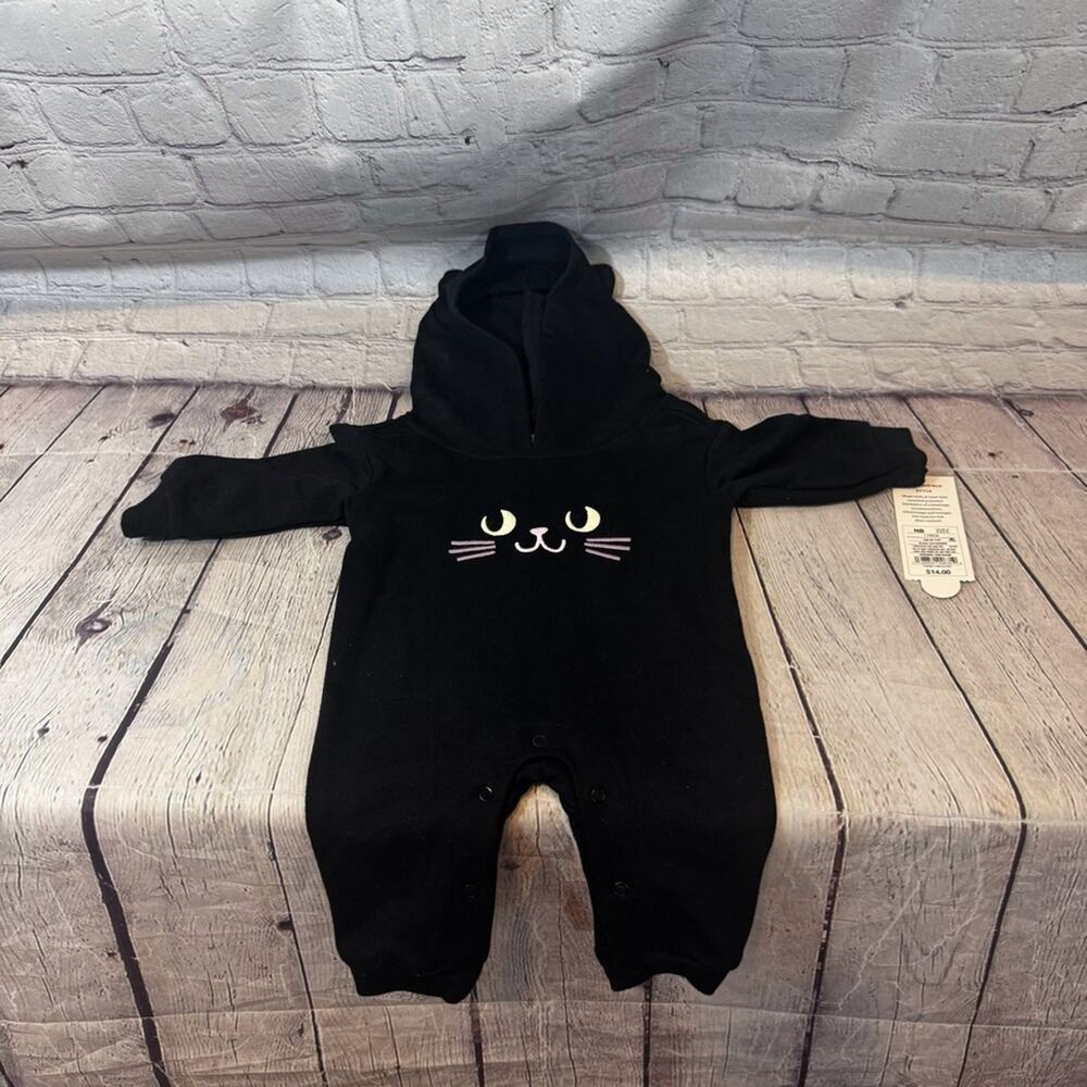 Cat & Jack Black Cat Newborn Baby Outfit